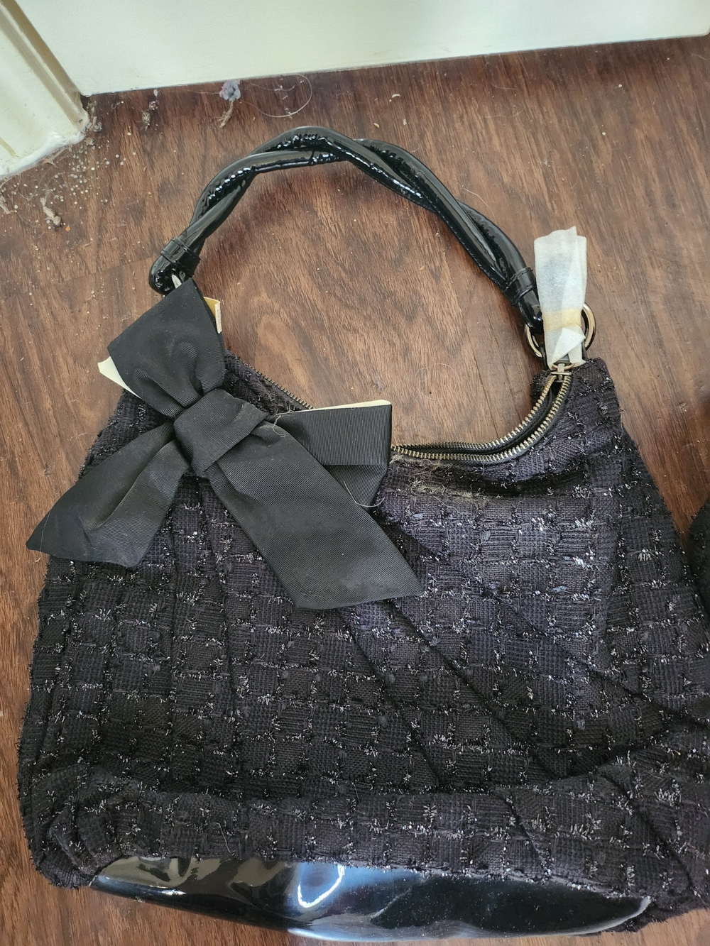 White House Black Market Black Tweed  Bag with Bow N Matching Shoes 7.5